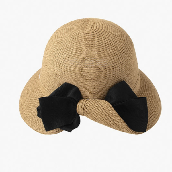 ブラックリボン付きストローハット Z00202