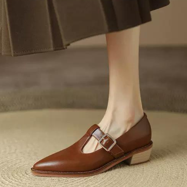 【2color】レトロベルトバックルポインテッドシューズ AU-267