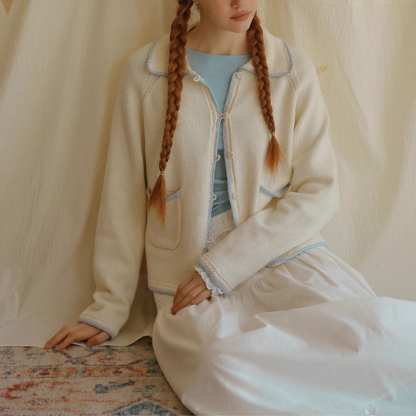 北欧風コントラストエッジカーディガン《Z00826》