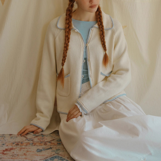 北欧風コントラストエッジカーディガン《Z00826》