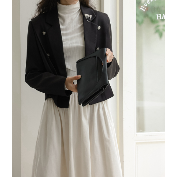 【2color】アシンメトリーカットデザイントップロングトップス X-423