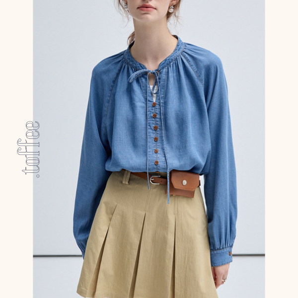 フロントリボンデニムシャツ Z00458
