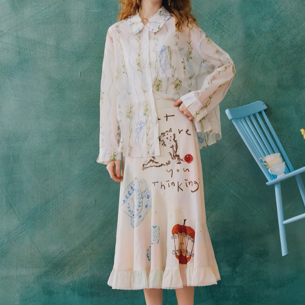 フローラルプリントシアーシャツ《Z00962》