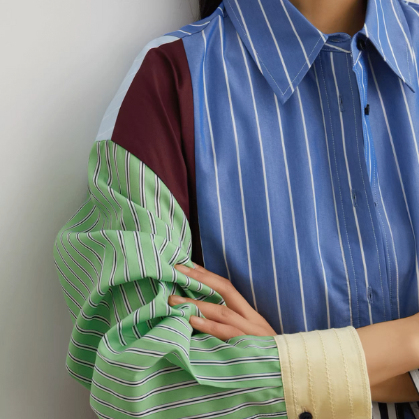 マルチカラーパッチワークルーズシャツ《Z00946》