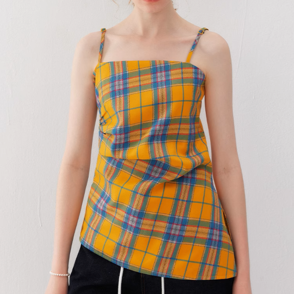 タータンチェックアシンメントリーヘムキャミソール《Z01013》