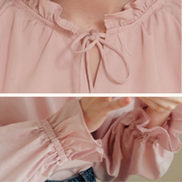 【2color】リボン&フリルディテールブラウス 《Z00755》