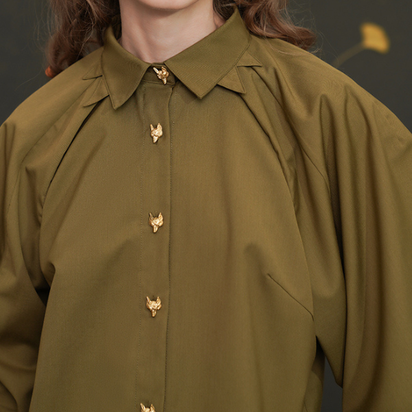 【2color】フォックスボタンシャツ w-033