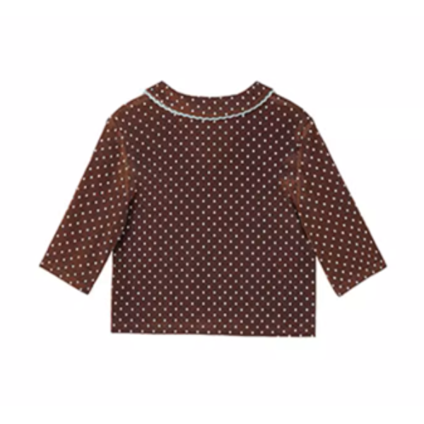 【2color】レトロ可愛いドット柄クロップドニット《Z01050》