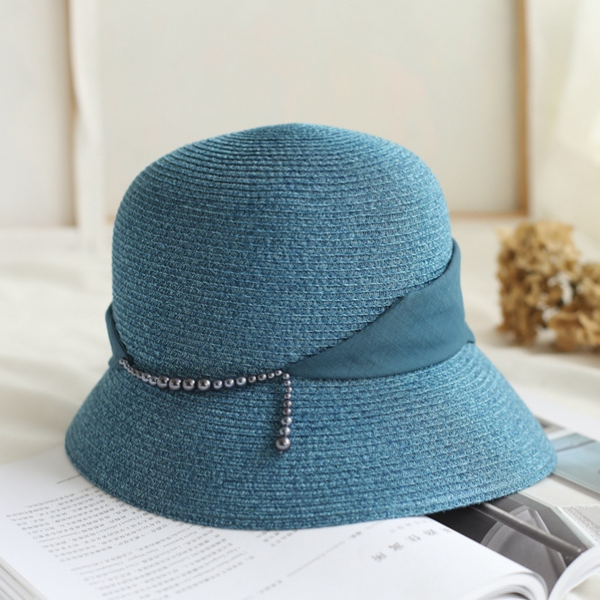 【4color】チェーンベルトドームシルエットストローハット AU-104