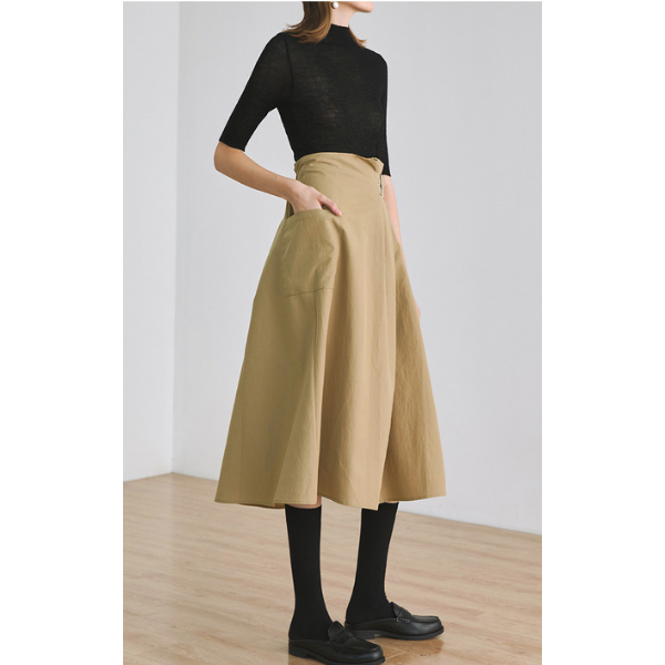 【2color】アシンメトリーベルテッドスカート X-122