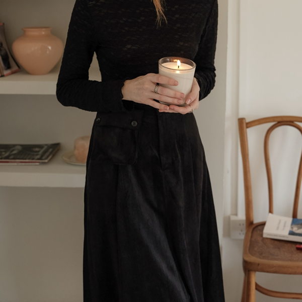 【2color】リムーバブルポケット付きコーデュロイAラインスカート  《Z00781》