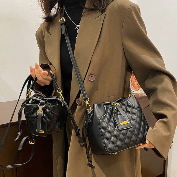 【2pattern】【3color】ショルダー バケットバッグ X-410