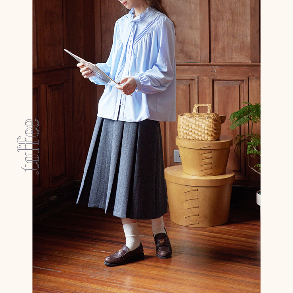 ミモレ丈ウールプリーツスカート Z00563