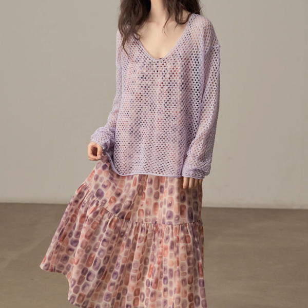 【4color】メッシュオーバーサイズニットトップ《Z00998》