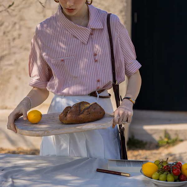 【2color】ストライプ柄ボックスシルエットシャツ《Z00854》