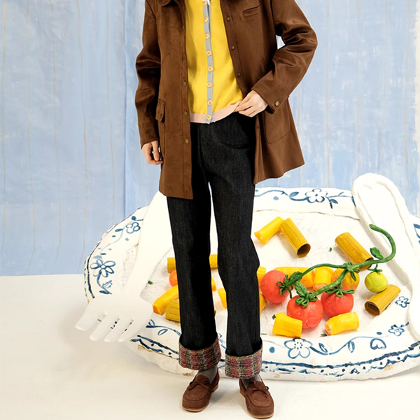 ツイードロールアップデニムパンツ Z00625