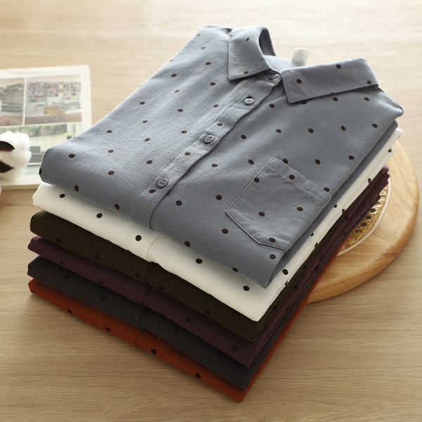 【6color】ドット柄ポロカラーボタンダウンシャツ 《Z00725》