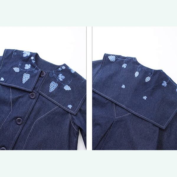 アートワークが映える:レトロ感溢れる刺繍デニムジャケット 《C0208》