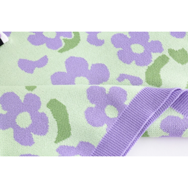 ドット柄×花柄半袖ポロシャツ Z00205