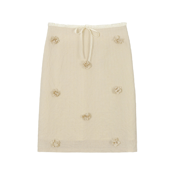 リボン&立体フラワーAラインスカート《Z00821》