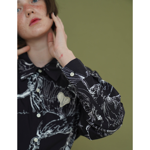 バイカラーアーティスティックシャツ w-027