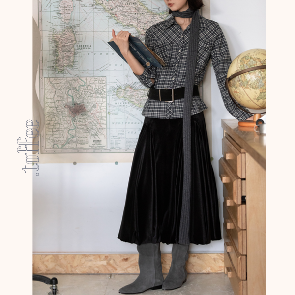 ミモレ丈プリーツアンブレラスカート 《Z00646》