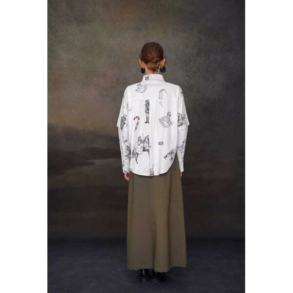 【2color】くるみ割り人形プリント2WAYスリーブシャツブラウス C0108