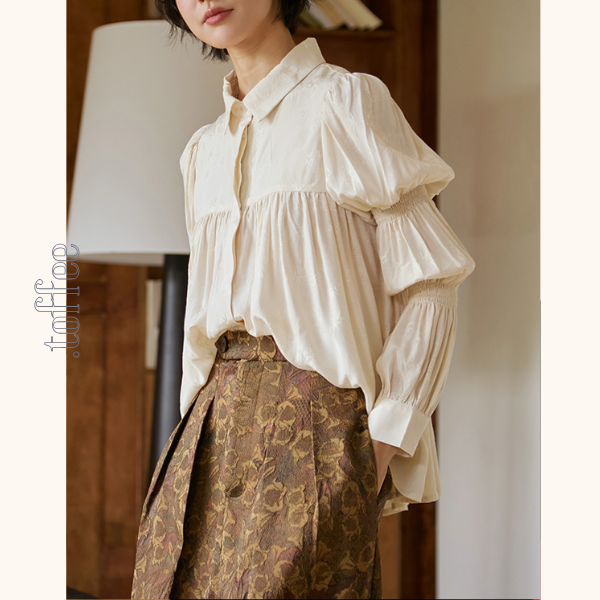 パフスリーブジャガードブラウス 《Z00808》