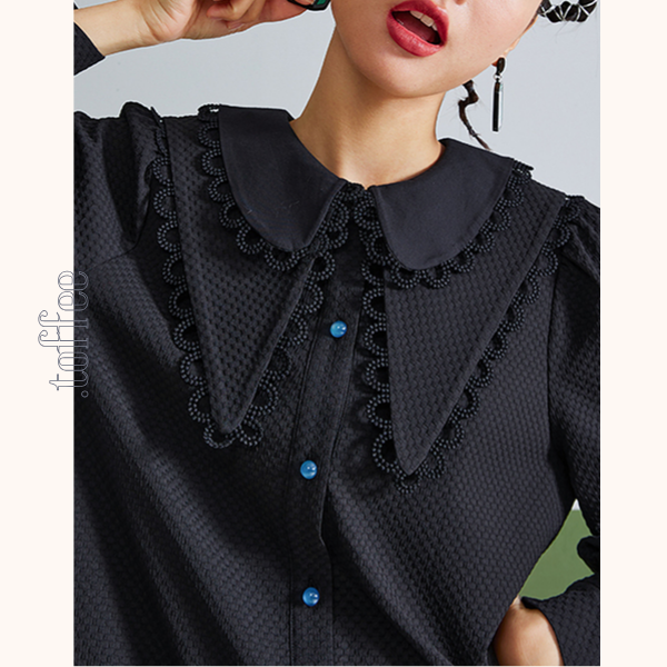 レイヤードカラーブラックシャツワンピース 《Z00676》