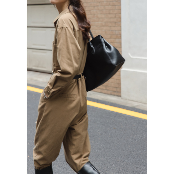 【2color】ウエストベルトメンズライクジャンプスーツ AU-224