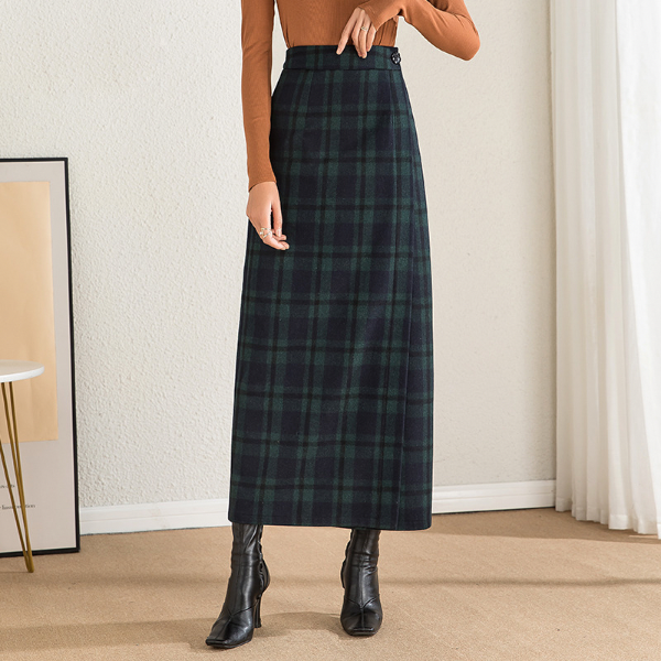 【3color】ダブルチェックエレガントストレートスカート AU-326