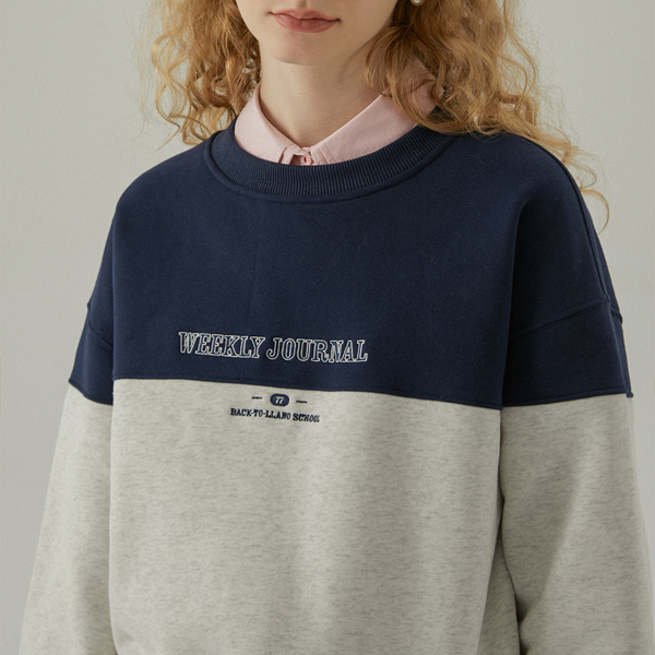 【2color】レター刺繍バイカラースウェット Z00554