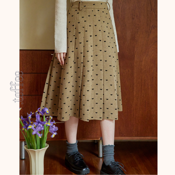 リボンドットショートジャケット&プリーツスカートセットアップ 《Z00764》