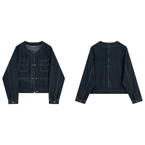 ノーカラーデニムジャケット X-228