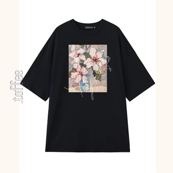 【3color】フラワープリントオーバーサイズTシャ《Z00993》