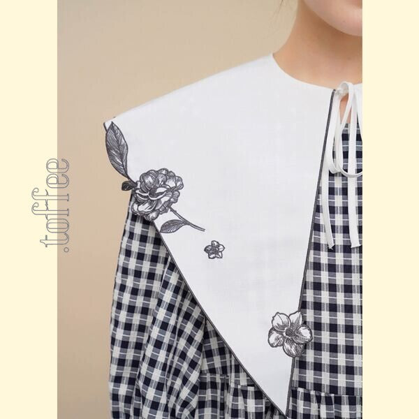 フレンチシックとモードの融合:ギンガムチェックのティアードワンピース 《C0211》