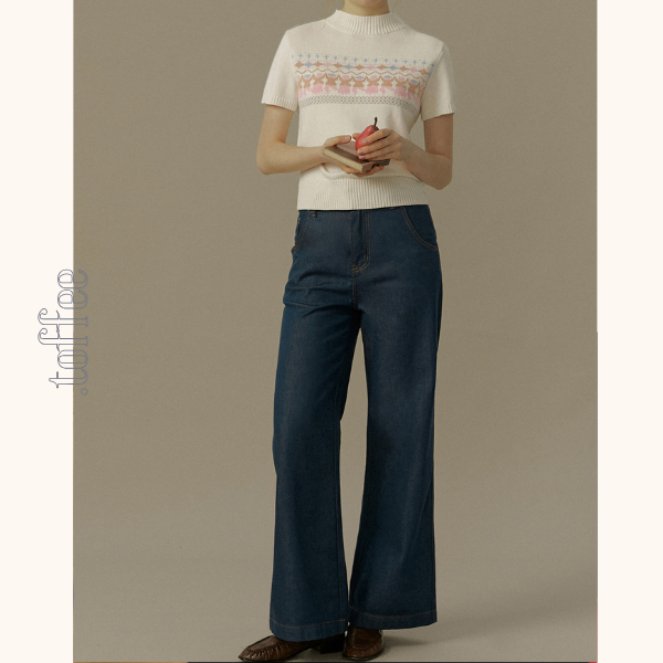 スターフラワー刺繍ブーツカットデニム《Z00830》