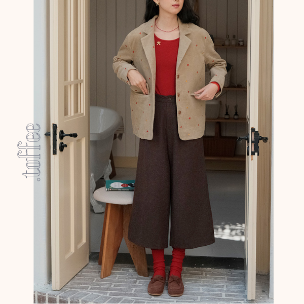 小花刺繍コーデュロイテーラードジャケット 《Z00708》