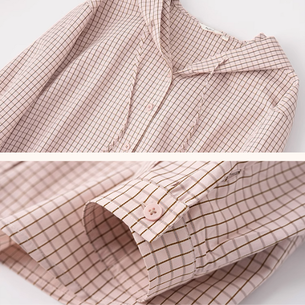 【2color】チェック柄フーディーシャツ《Z00978》