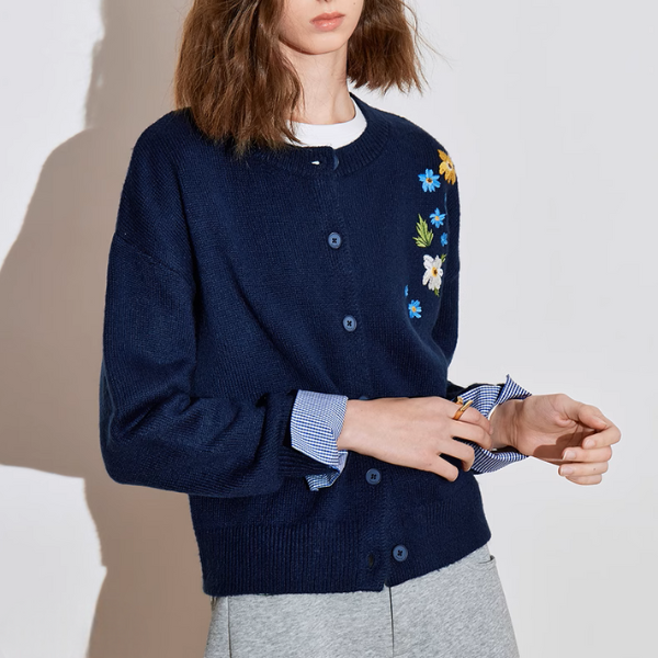 【2color】ギンガムチェックカフスクルーネックトップ《Z00926》