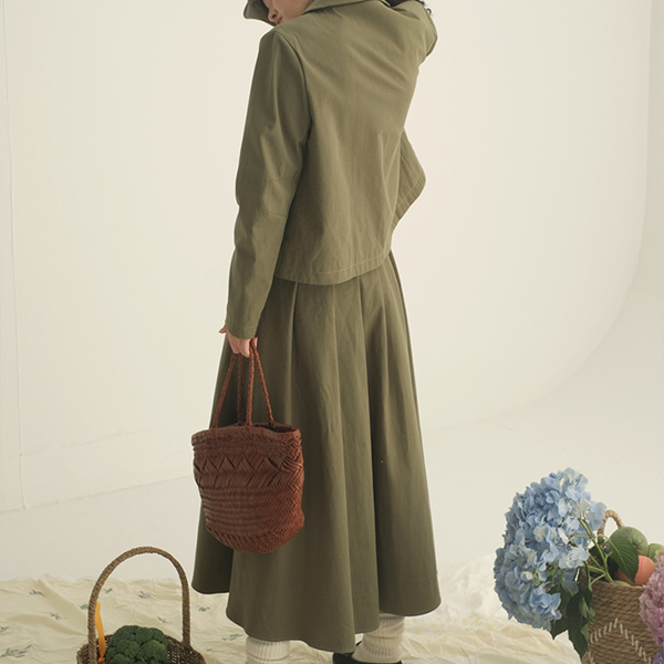 シングルブレストショートジャケット&Aラインロングスカートのセットアップ Z00450