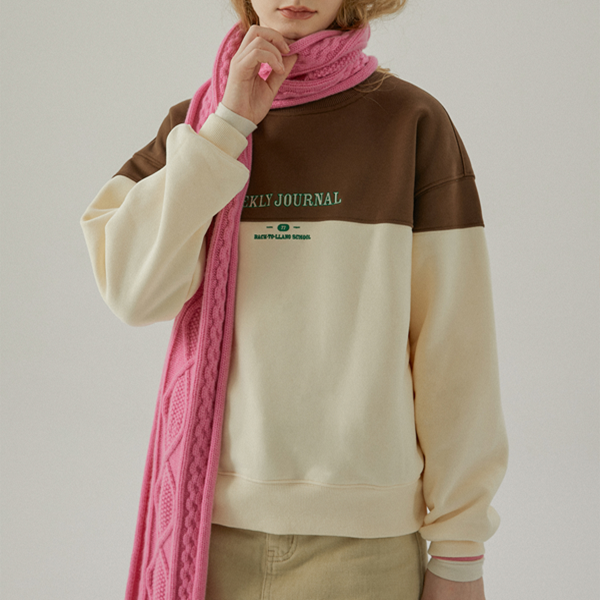 【2color】レター刺繍バイカラースウェット Z00554