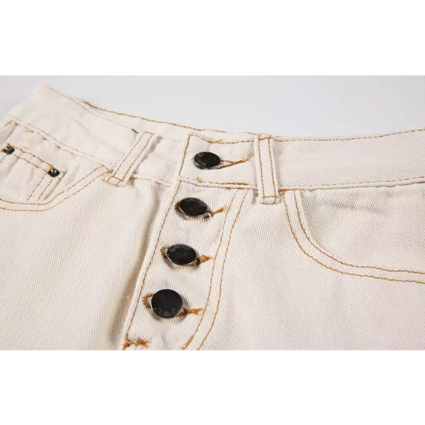 ハイウエストボタンフライデニム X-055