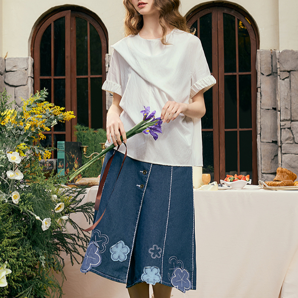 花柄刺繍デザインシャツ《Z00841》