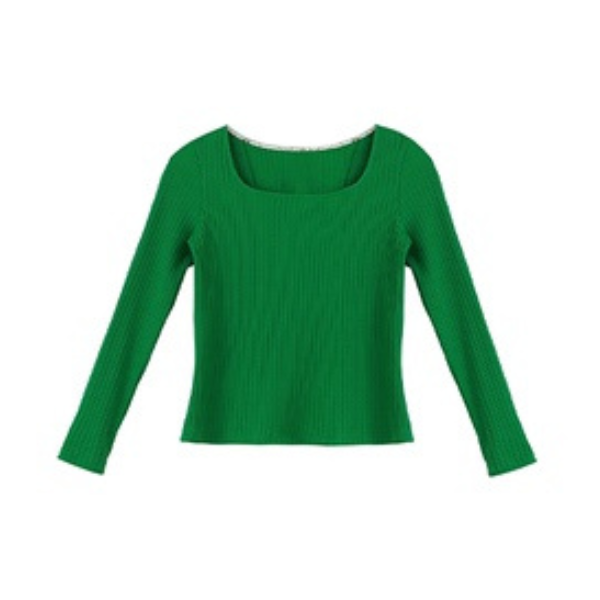 【2color】スリムフィットスクエアカラートップス X-506