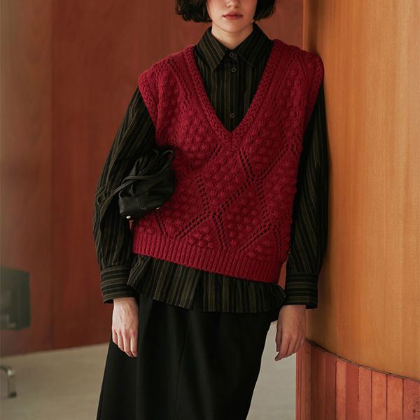 ストライプポロカラールーズシャツ 《Z00813》