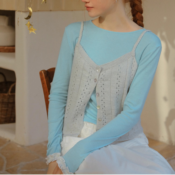 ツイストショルダーストラップメッシュキャミソール《Z00827》