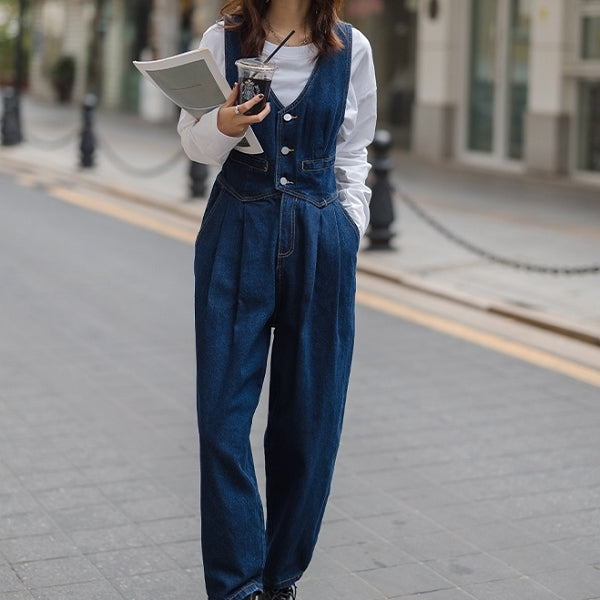 デニム×ノースリーブのオールインワン sp0225