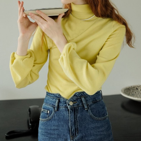 【3color】シンプルハイネックトップス w-090