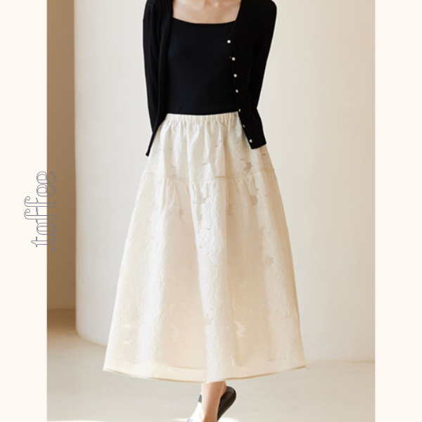 花柄レースミモレ丈スカート Z00424